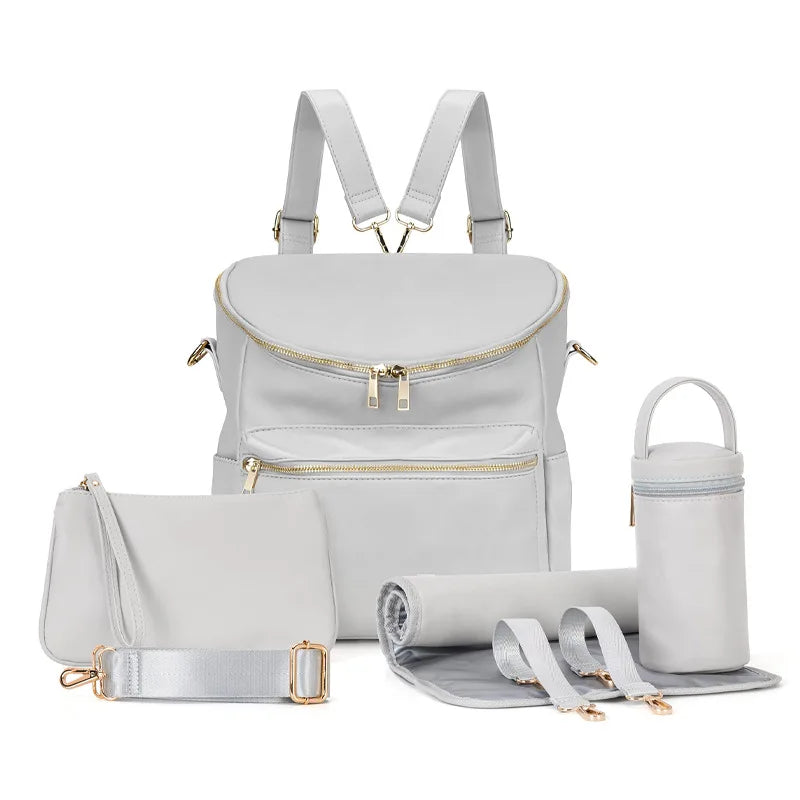 Leather-Look 20L Diaper Backpack with Stroller Straps