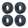 Two black soft rubber tires for 1/18 and 1/24 RC crawler cars shown from the top.