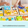 A set of wooden 3D animal and traffic jigsaw puzzles for children, featuring various colorful shapes and animals.