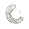 Silver metal ring sizing gauge with multiple conical sizes for jewelry making