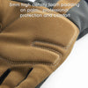 Close-up of a tan work glove showing 5mm high-density foam padding on the palm for protection and comfort.