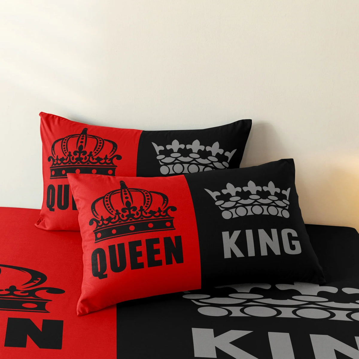 King & Queen Print Bedding Set with Duvet Cover