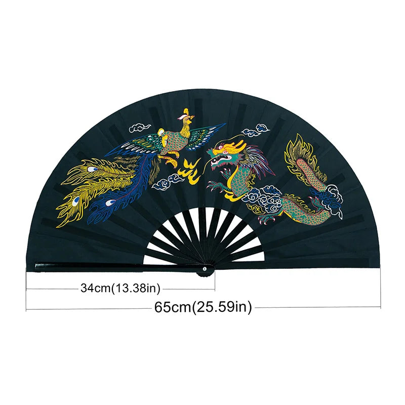 Traditional Bamboo Tai Chi Performance Fan with Protective Cover