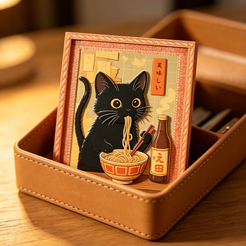 Black Cat Ramen Fridge Magnet