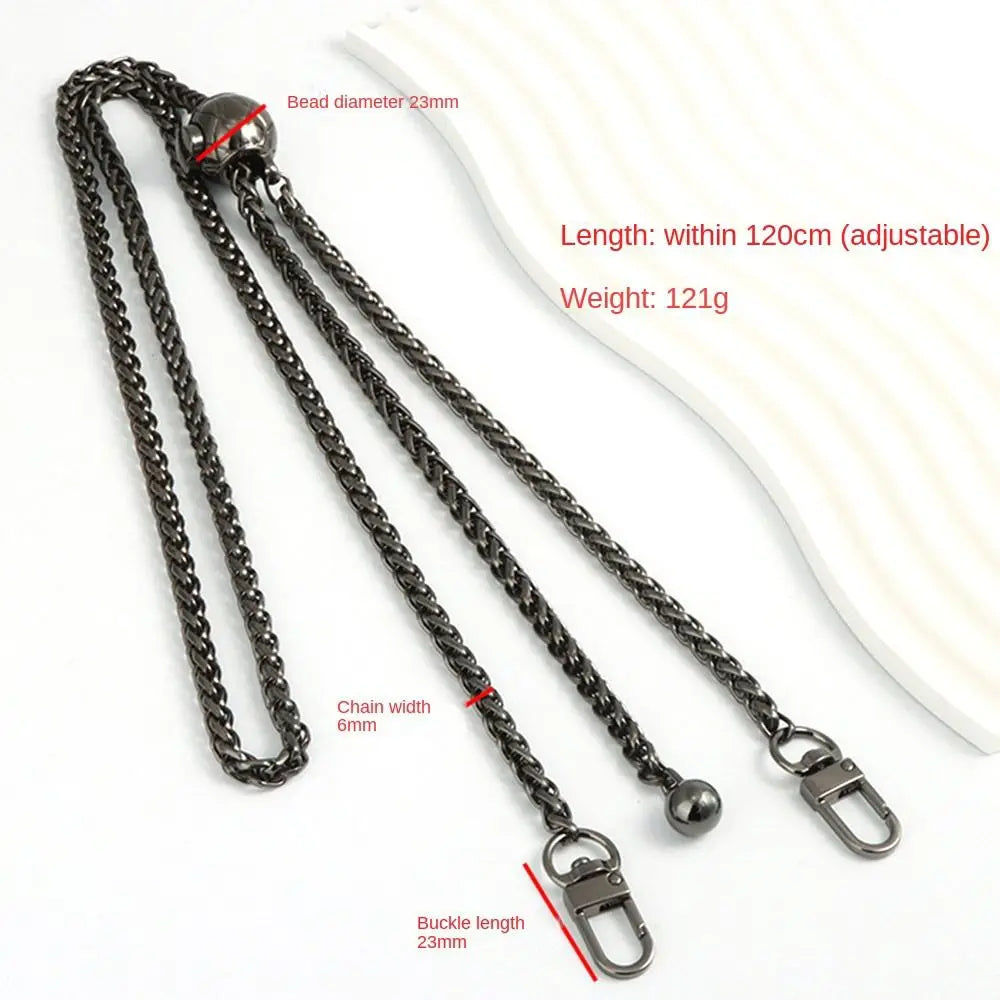 Black metal chain strap with a bead diameter of 23mm and a buckle length of 23mm