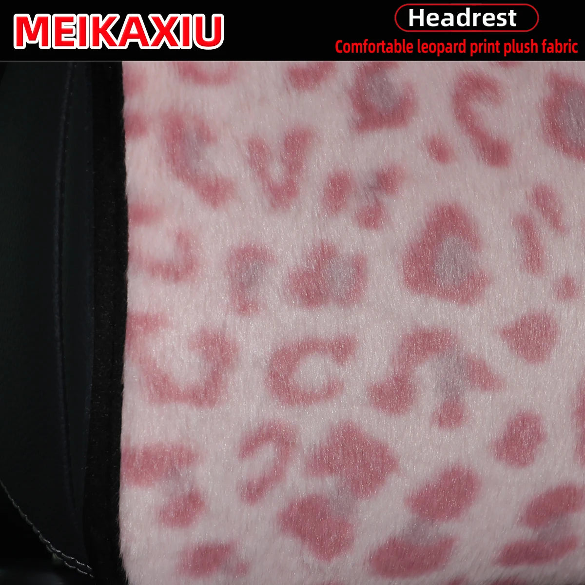 Leopard Print Plush Car Headrest Cover, Set of 2