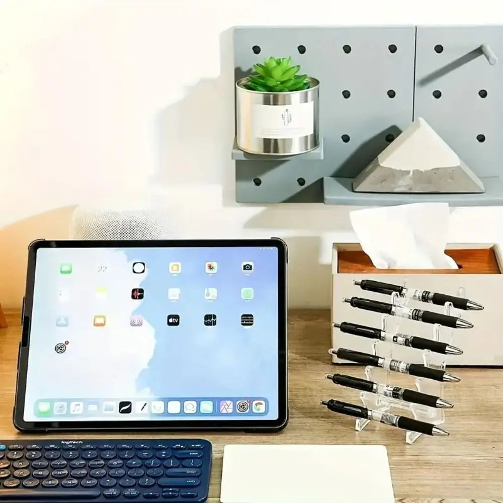 Clear Acrylic Ladder-Style Desk Organizer with 6 Pen Slots