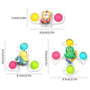 A set of baby suction cup spinner toys featuring a cat and a frog with colorful sensory beads.
