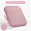 A pink splash-resistant padded laptop sleeve bag made of Oxford fabric.