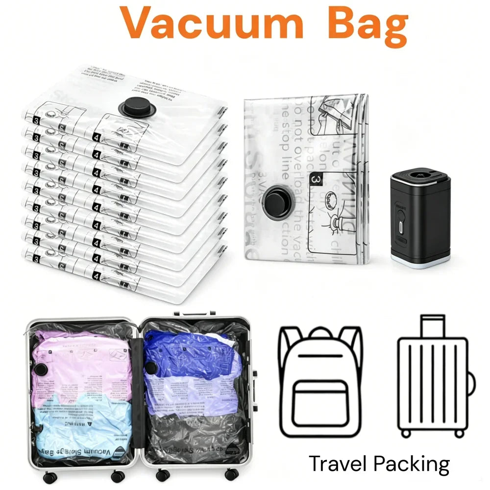 Reusable Vacuum Storage Bags for Travel and Wardrobe Organization