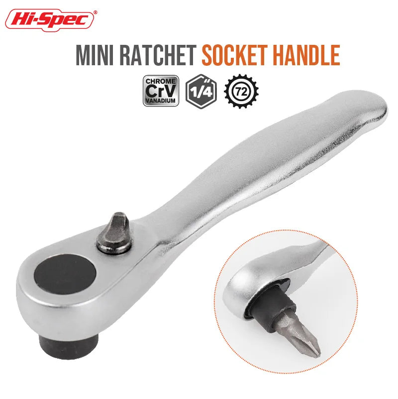 Compact Double-Ended Ratchet Wrench with Quick-Release Sockets