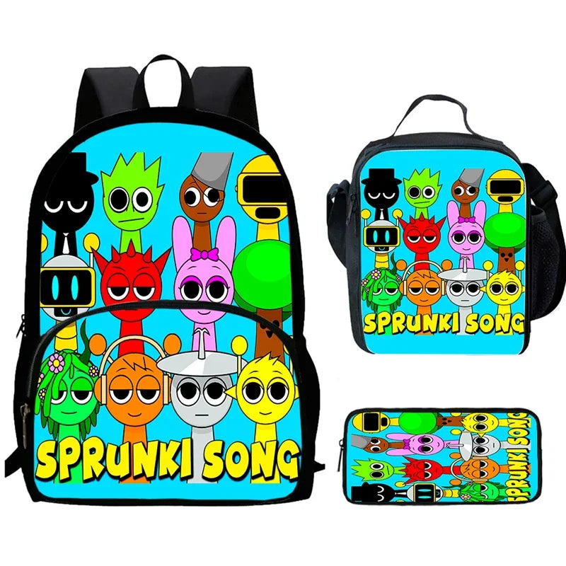 Cartable Enfant Cartoon Sprunki avec Pochette Avant