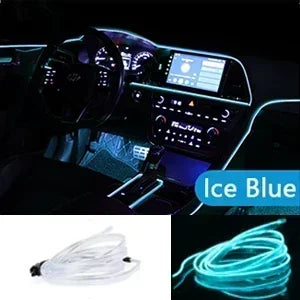 Flexible USB-powered neon accent light strip glowing ice blue