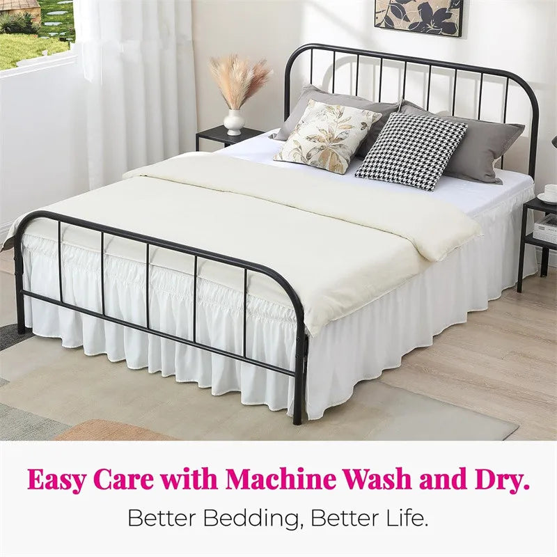 Ruffled Bed Skirt with Split Corners and Elastic Wrap
