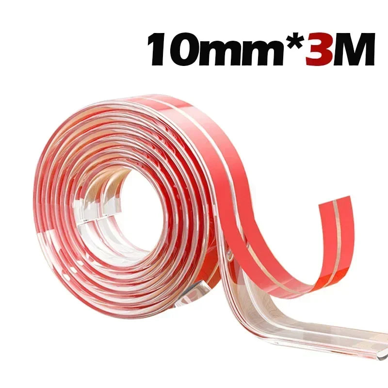 Rolle von 10mm x 3m transparentroter PVC-Sicherheitsstreifen für Möbel- und Tischkanten