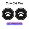 Black non-slip waterproof coasters featuring a cute cat paw pattern and rhinestone embellishments