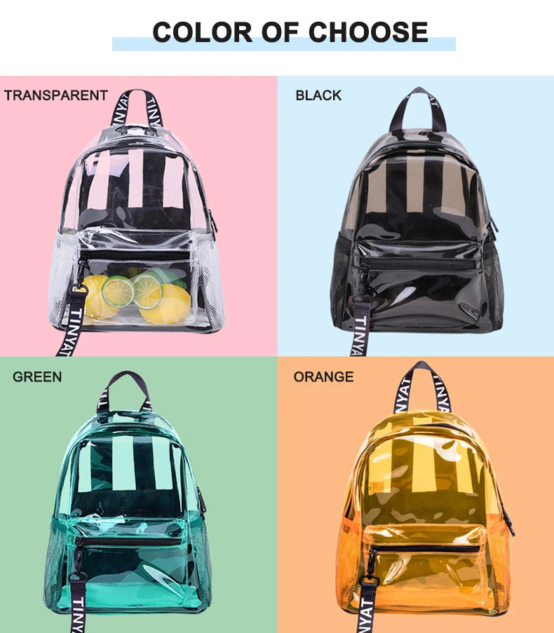 Clear Transparent Backpack for Women – Durable PVC Travel & School Bag