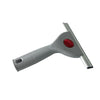 A gray multi-purpose glass cleaning squeegee with a silicone blade and a red switch.