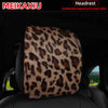 Leopard Print Plush Car Headrest Cover, Set of 2
