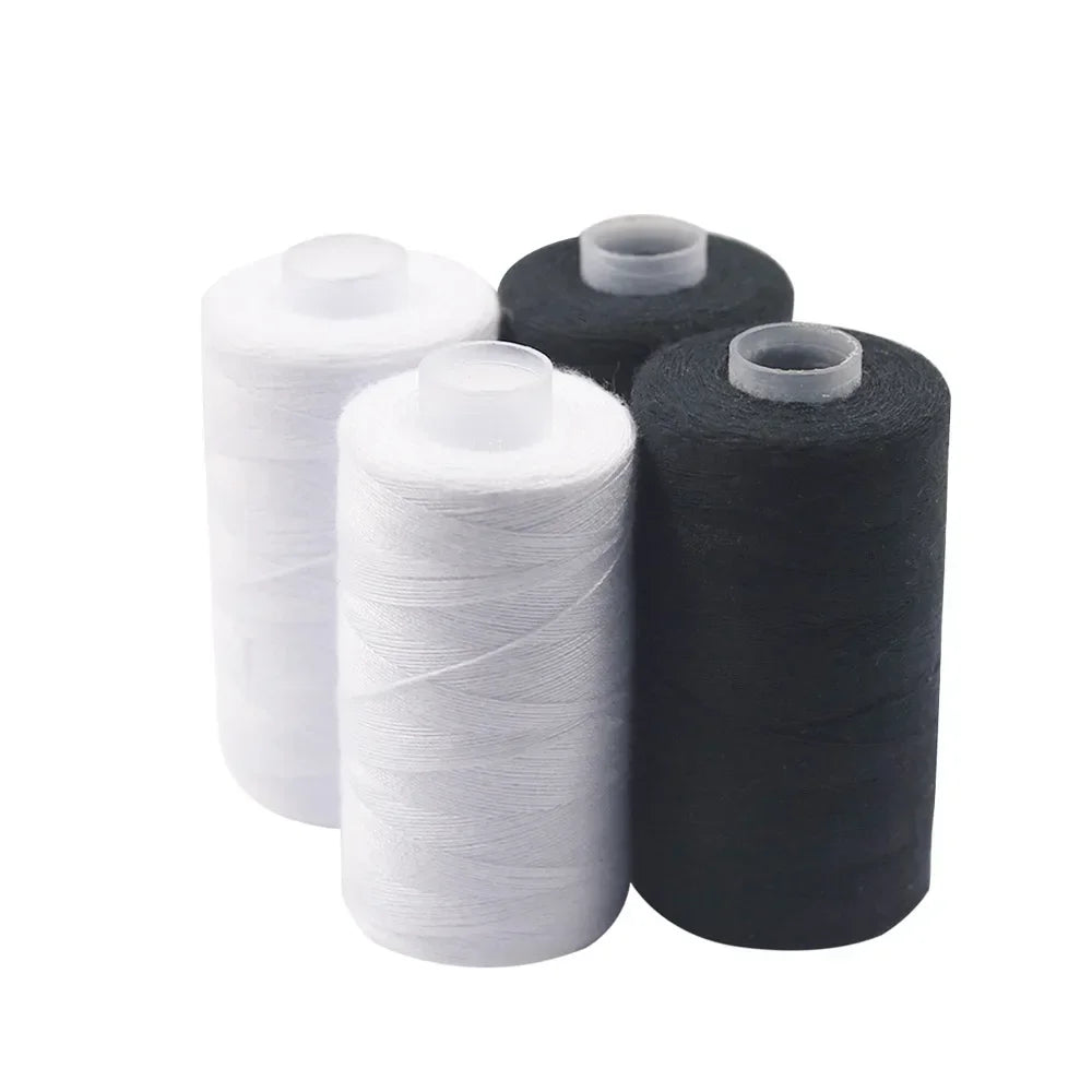 Premium Polyester Sewing Thread Set - 2 Spools of 500M in Black and White
