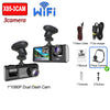 3-Lens WiFi Dash Cam with Front, Interior & Rear Cameras