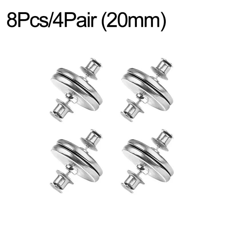 Eight pairs of silver magnetic curtain clips with 20mm fasteners.