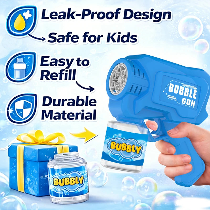 Automatic Bubble Gun for Kids – No Batteries Needed
