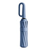 A blue windproof automatic folding umbrella with a handle and rolled canopy.