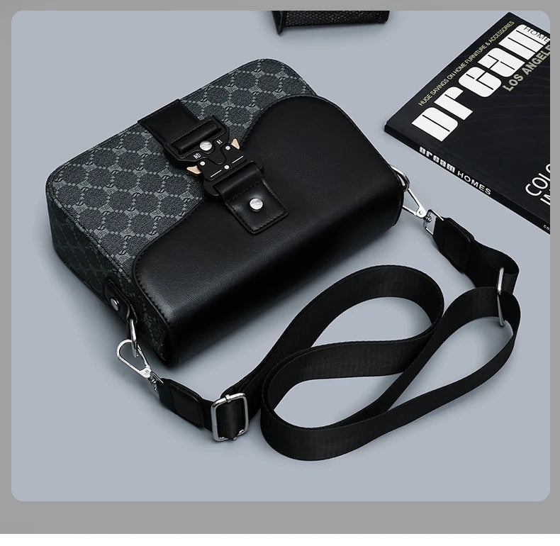Men's Jacquard Crossbody Bag with Waterproof Finish