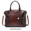 Vintage Croc-Embossed Structured Satchel Handbag
