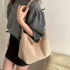 Women's Corduroy Shoulder Bag with Zipper Closure