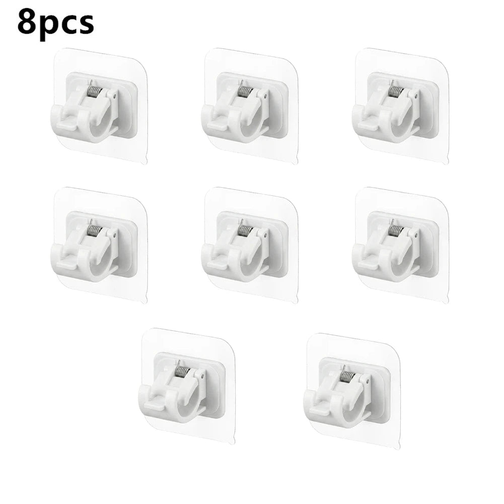 Self-Adhesive Curtain Rod Clamp Hooks – Punch-Free Wall Hanging Holders