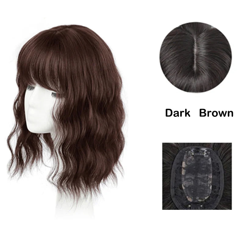 14-Inch Wavy Clip-In Hair Topper with Bangs
