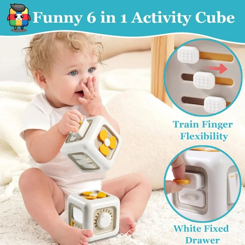 Montessori 6-in-1 Activity Cube for Toddlers – Sensory Busy Board & Learning Toy