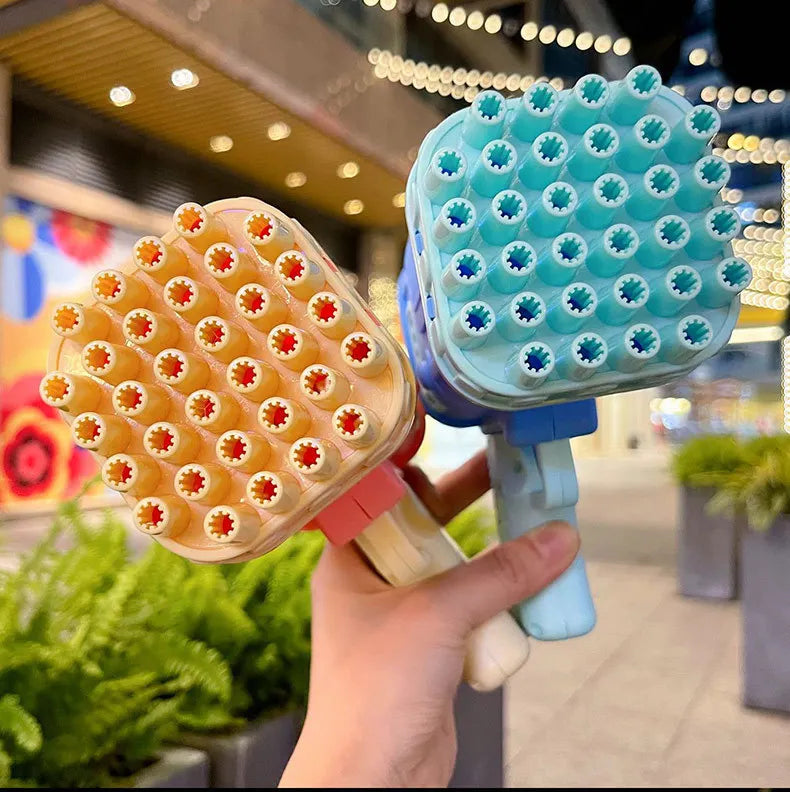 Rocket Bubble Gun with Lights - 32 Holes Automatic Blower for Kids