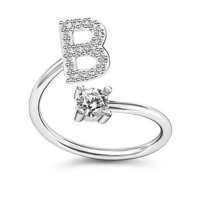 Initial Letter Ring with Zircon Accent