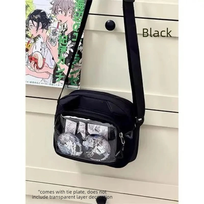 Y2K Transparent Ita Bag with DIY Badge Display Panel