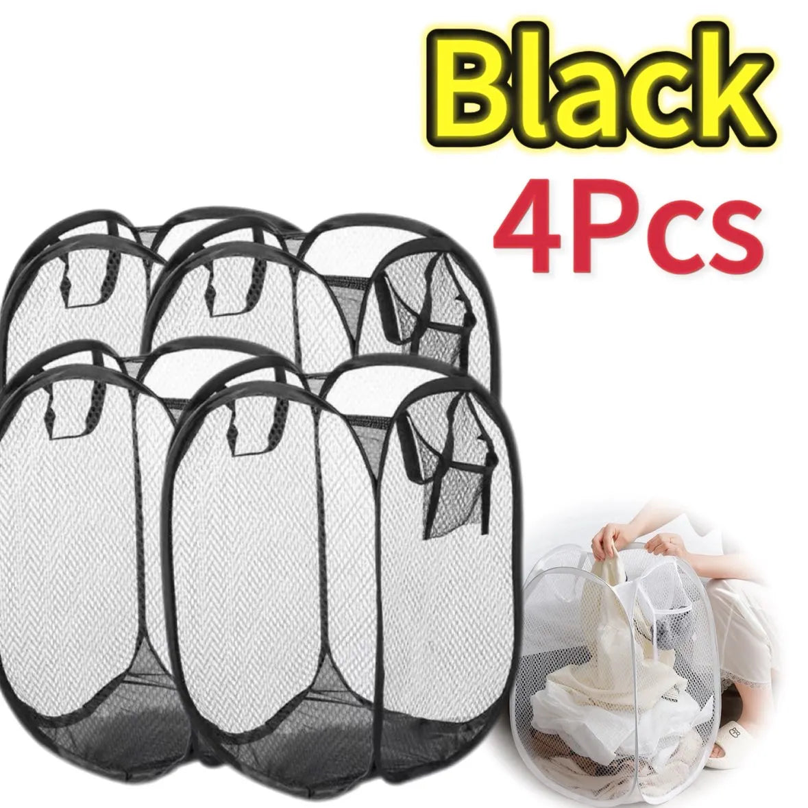 Pop-Up Mesh Laundry Hamper for Home and Travel