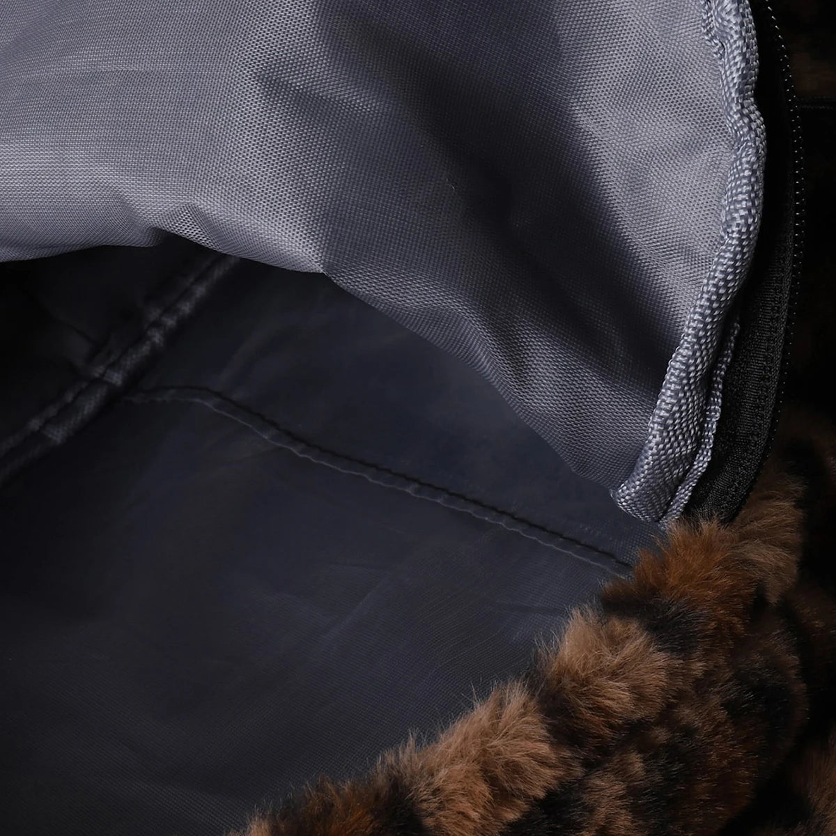 Faux Fur Leopard Print Backpack with Multiple Pockets