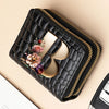 Alphabet Flower Double-Zip Card Wallet with Secure Clasp