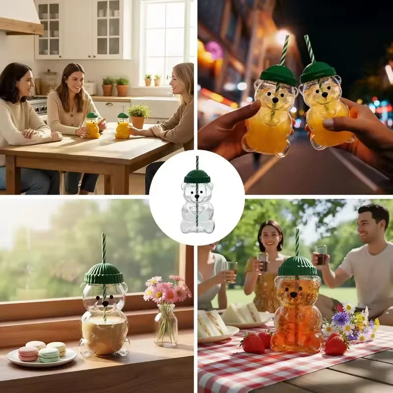 Verre en forme d'ours avec paille