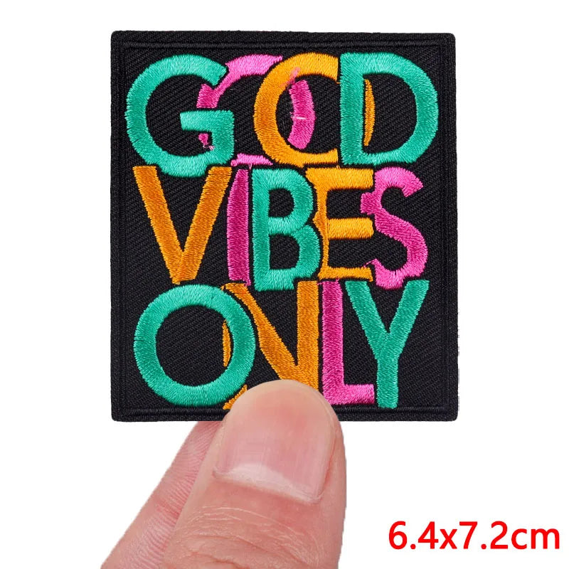 Encouraging Embroidered Iron-On Patches for Jackets, Jeans & Bags