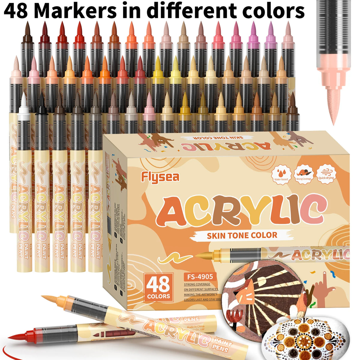 Skin Tone Acrylic Paint Markers, Soft Brush Tip for Portraits & Crafts