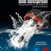A waterproof and dustproof LED fog light bulb being tested by water spray in a dark environment.
