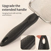 Black silicone extended handle for a stainless steel cat litter scoop with an anti-slip hanging hook