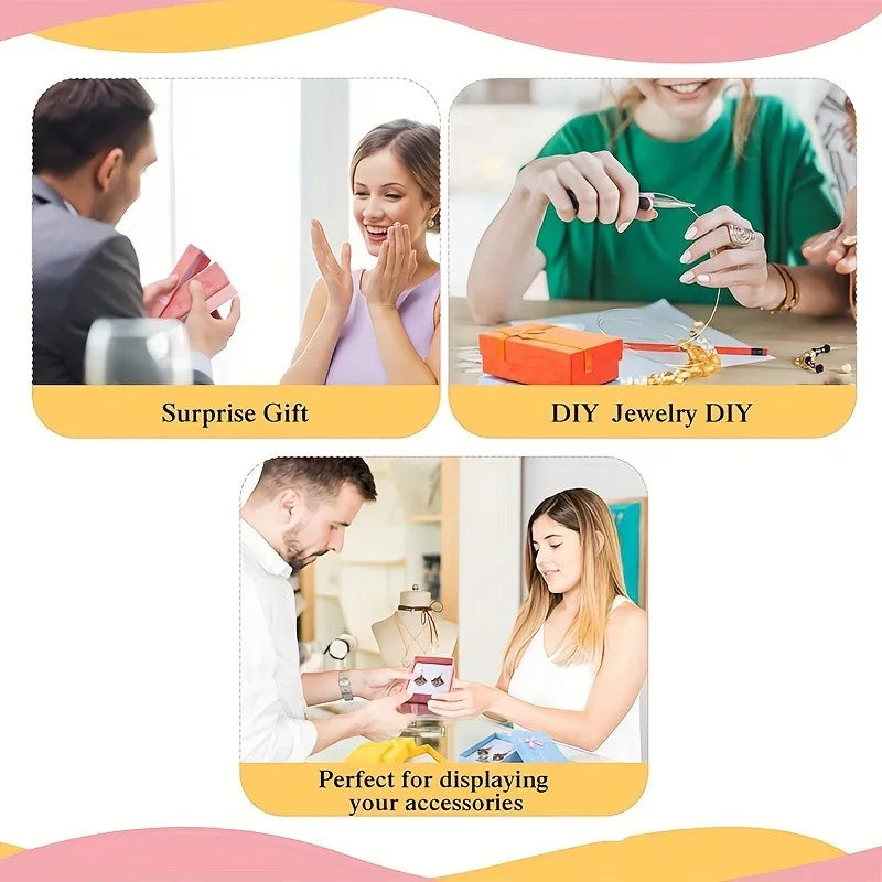Three scenes showing surprise gift, DIY jewelry making, and a display for accessories.