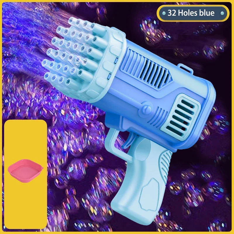 Rocket Bubble Gun with Lights - 32 Holes Automatic Blower for Kids