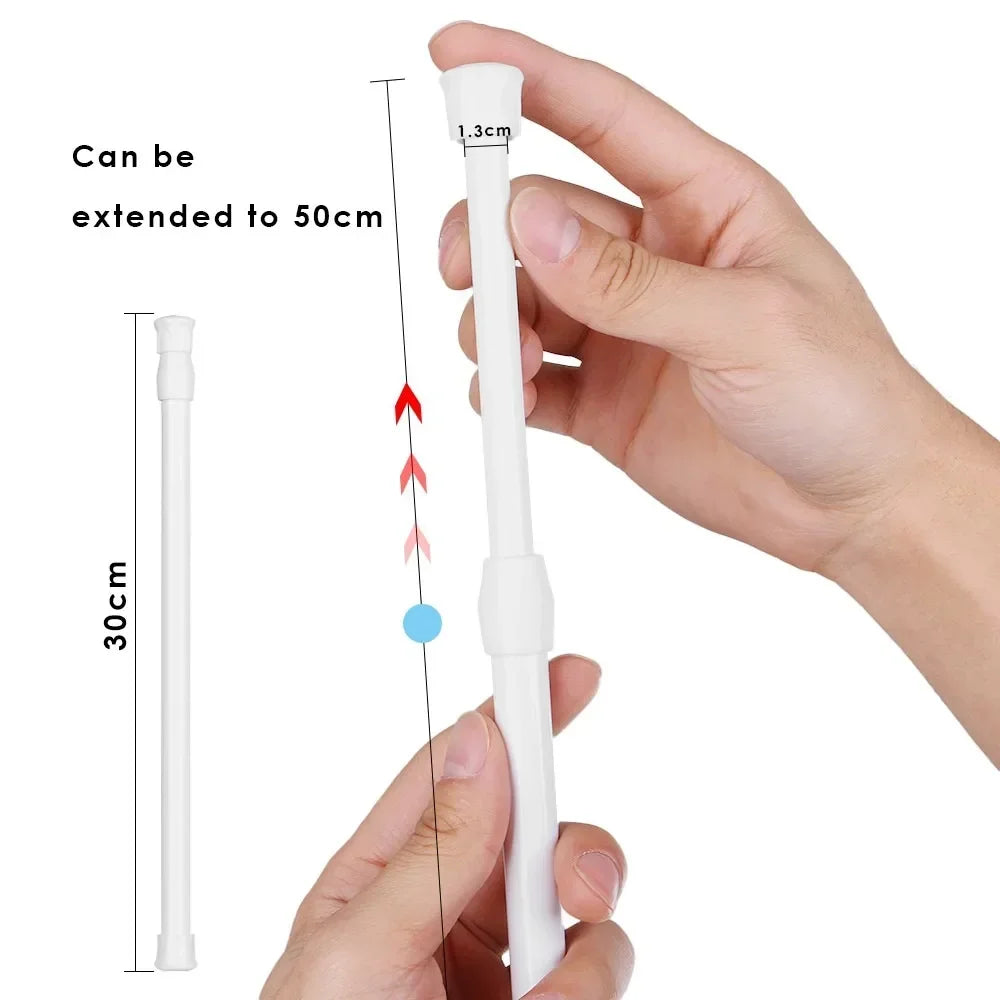 Adjustable Telescopic Curtain Rod with Spring-Loaded Ends
