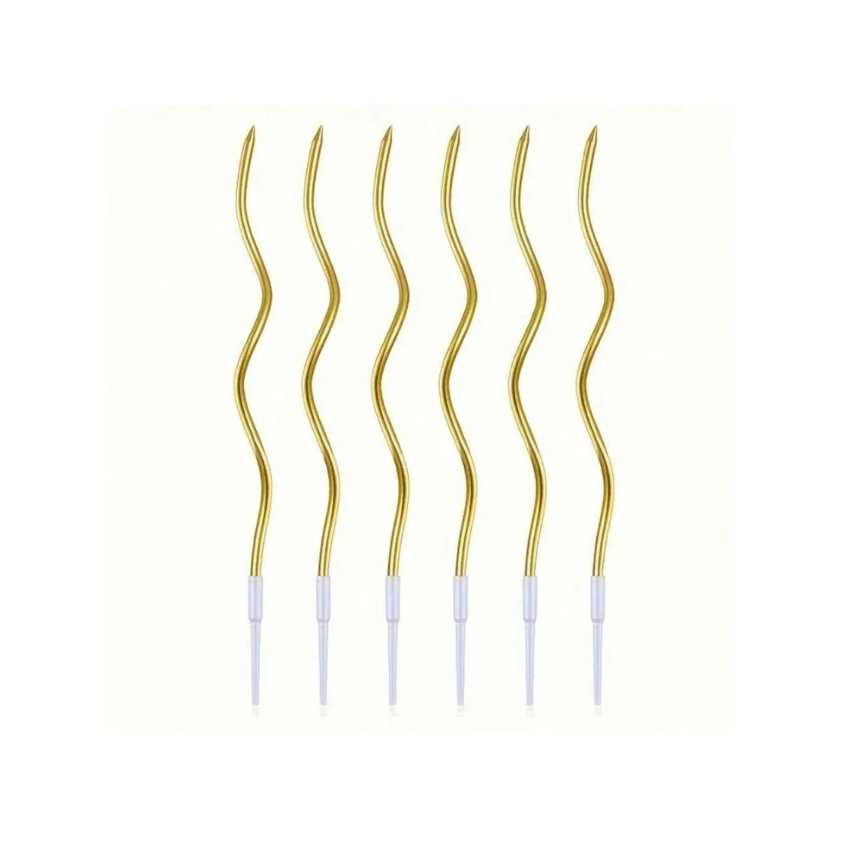 Spiral Birthday Cake Candles, Set of 6 Long Thin Decorative Candles for Cakes and Desserts
