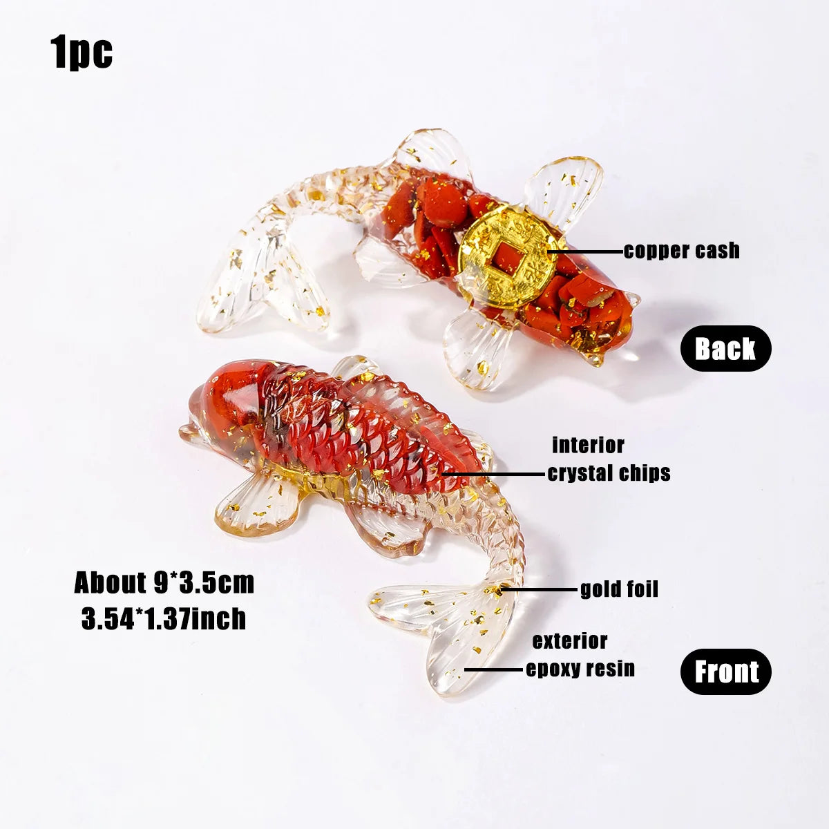 Natural Crystal Goldfish Figurine Feng Shui Decor